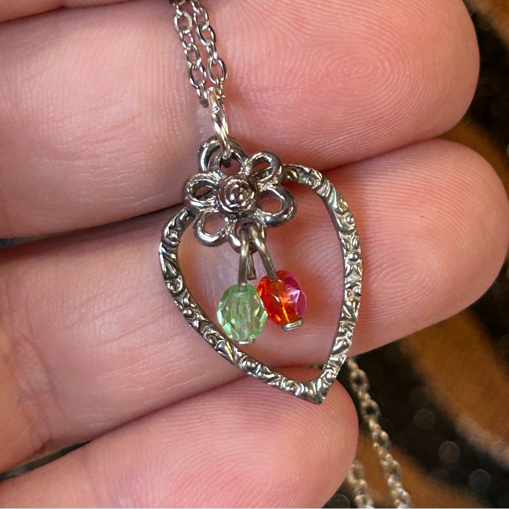 Handcrafted textured heart pendant on chain necklace